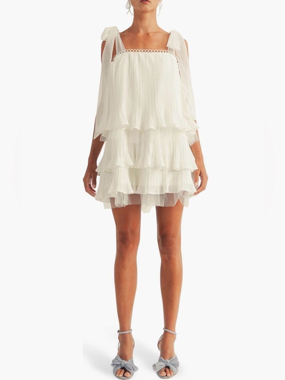 Arose Studio Megan Tiered Mini Dress White Size XL Bridal
